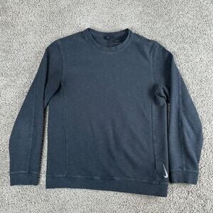 Nike Yoga Shirt Mens Small Black French Terry Long Sleeve Textured Pullover